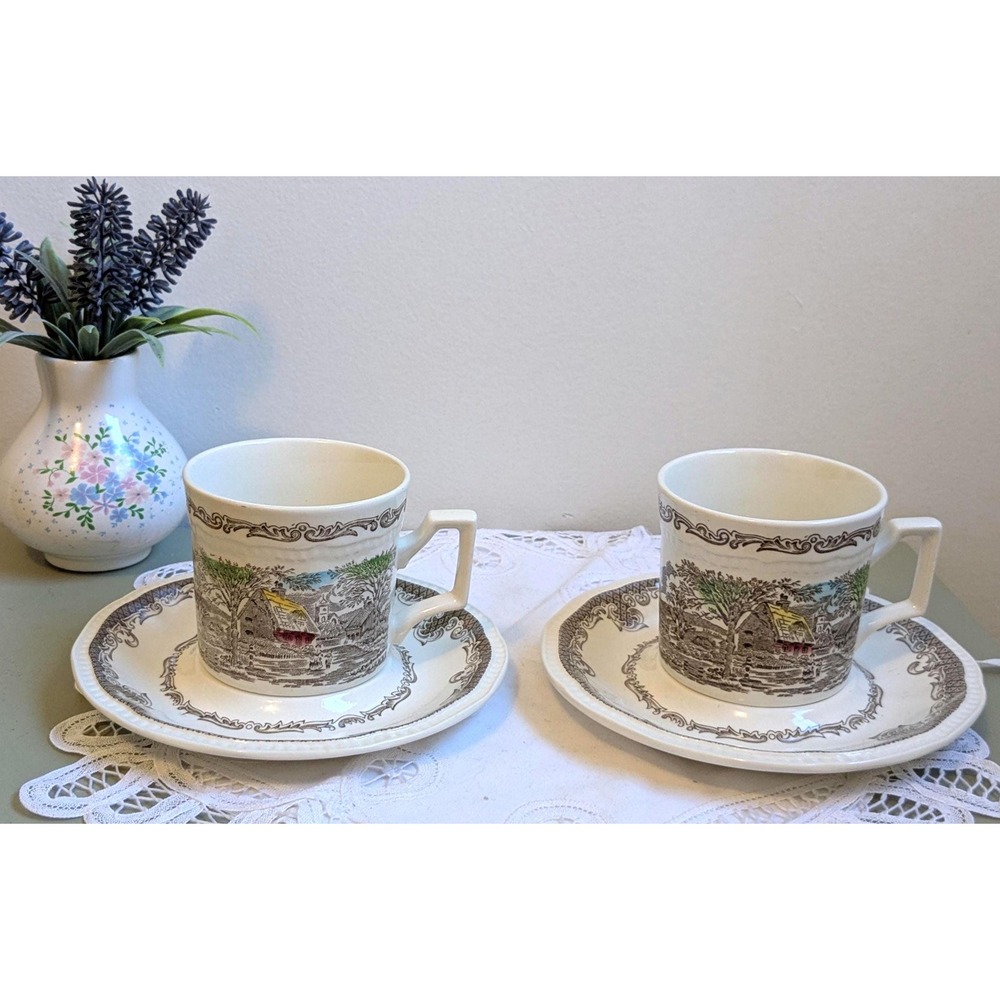 Kensington Ironstone England Cup Saucer Set, Shakespeare's Country Spring VI